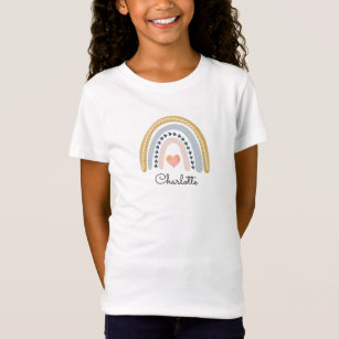 Boho Watercolor Rainbow Kid's Personalised   T-Shirt