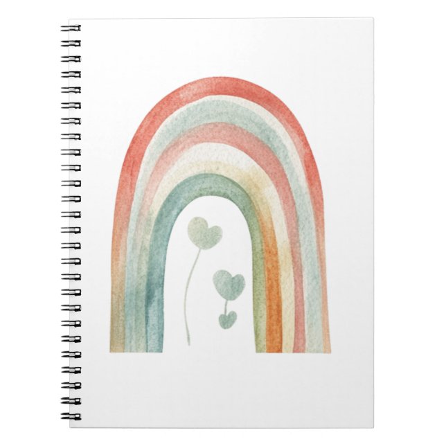 Boho Watercolor Rainbow Notebook (Front)