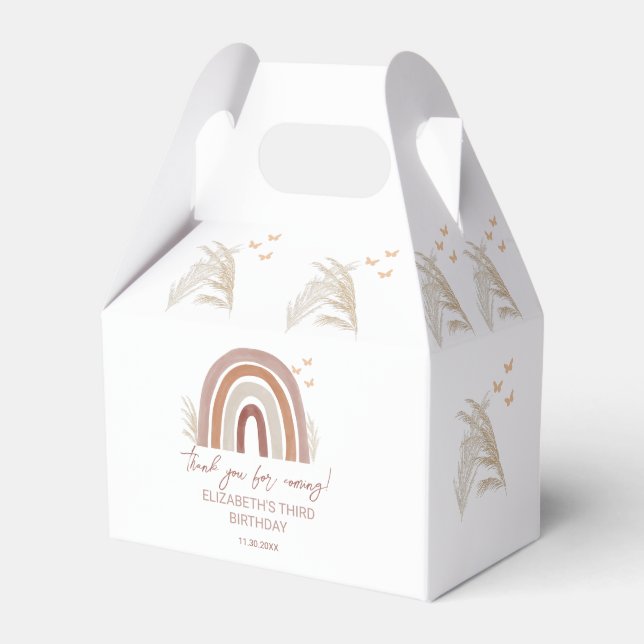 Boho Watercolor Rainbow | Pampas Grass Favour Box (Front Side)