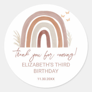 Boho Watercolor Rainbow   Thank You Sticker Favour