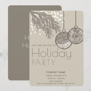 Boho watercolor snow ornaments corporate Holiday  Invitation