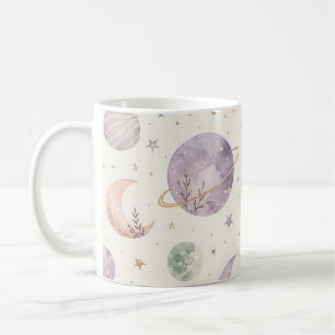Boho Watercolor Space & Planets Seamless Pattern Coffee Mug