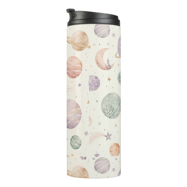 Boho Watercolor Space & Planets Seamless Pattern Thermal Tumbler (Rotated Right)