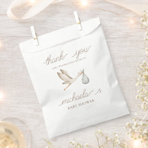 Boho Watercolor Stork Baby Shower Thank You Favour Bags