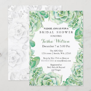 boho watercolor succulent Bridal Shower Invite