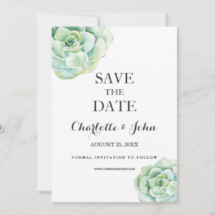 boho watercolor succulent wedding save the dates date