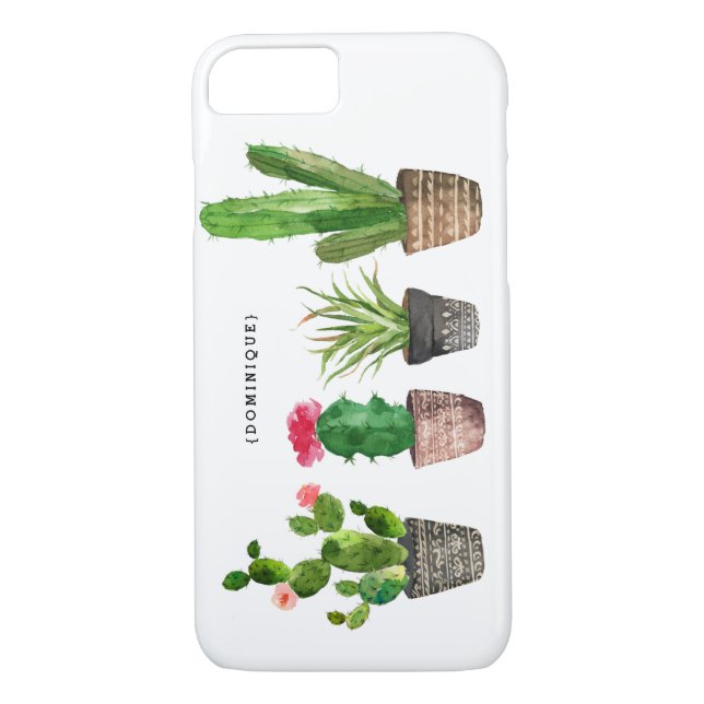 Boho Watercolor Succulents Personalised Case-Mate iPhone Case (Back)