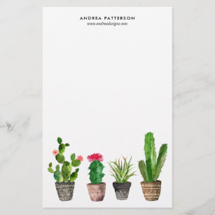 Boho Watercolor Succulents Personalised Stationery