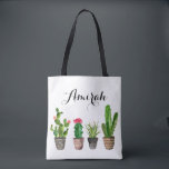 Boho Watercolor Succulents Personalised Tote Bag<br><div class="desc">Modern and boho-inspired customisable tote bag featuring potted watercolor succulents. This tote bag will be perfect as a personalised gift for birthdays,  weddings,  graduation,  holidays and other events.</div>