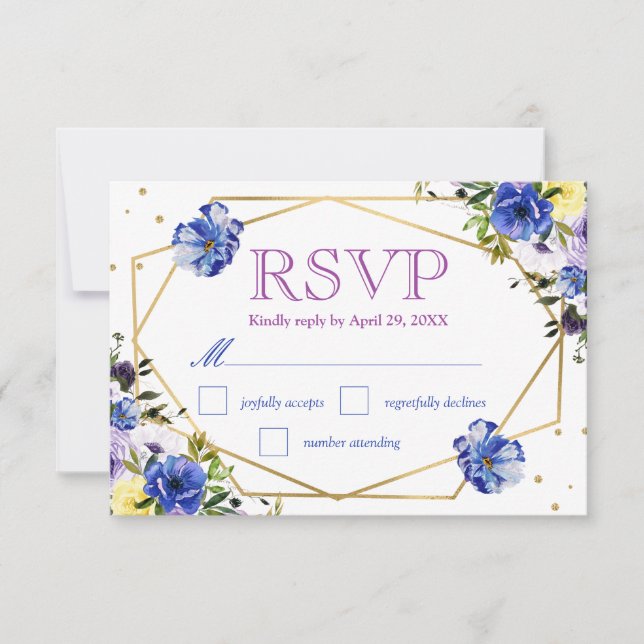 Boho Watercolor Summer Flowers Wedding RSVP (Front)