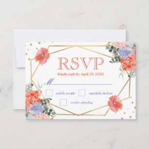Boho Watercolor Summer Flowers Wedding RSVP Card