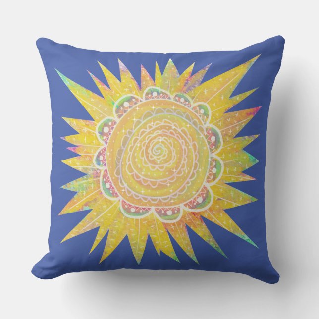 Boho Watercolor Sun by Cherie's Art(c)2021 Cushion (Front)
