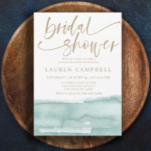 Boho Watercolor Teal & Gold Bridal Shower