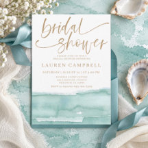 Boho Watercolor Teal & Gold Bridal Shower