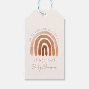 Boho Watercolor Terracotta Rainbow Baby Shower Gift Tags