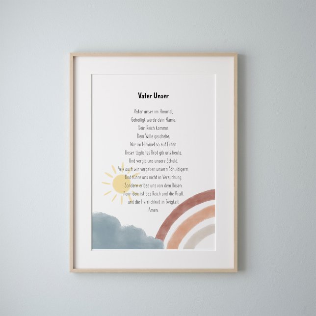 Boho watercolor the lord's prayer in German print (Creator Uploaded)
