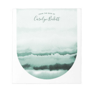 Boho Watercolor Tie-Dye Custom Notepad - Green