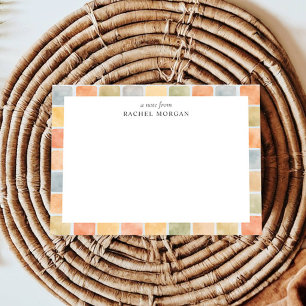 Boho Watercolor tiles soft earty color personal Card