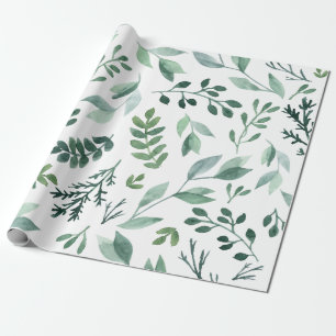 Boho Watercolor Wedding Botanical Wrapping Paper