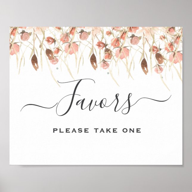 Boho Watercolor Wedding Favours Sign (Front)