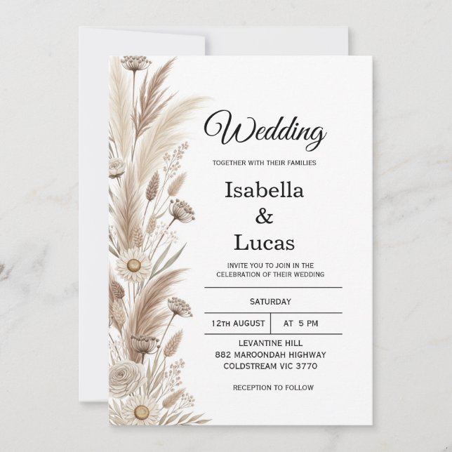 Boho Watercolor Wedding Invitation (Front)