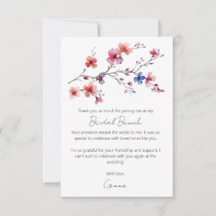 Boho Watercolor Wild Flower Bridal Brunch White Thank You Card
