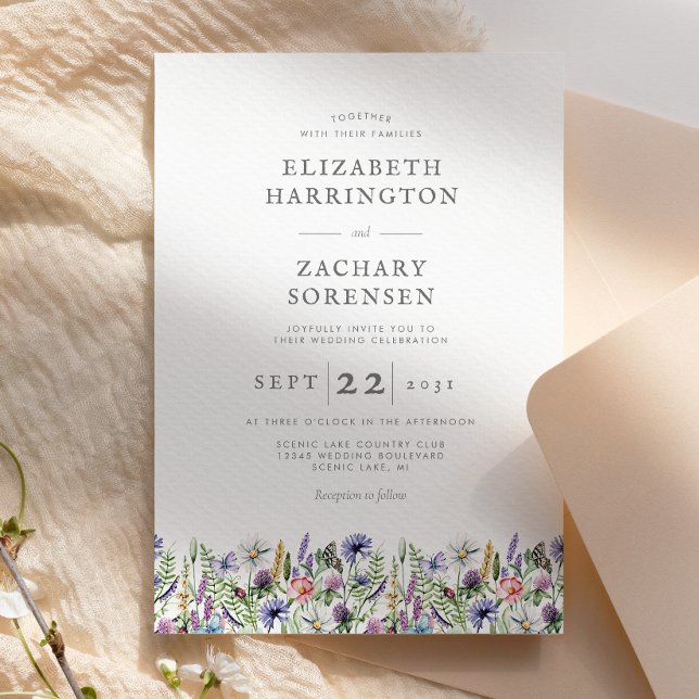 Boho Watercolor Wildflower Botanical Wedding Invitation (Creator Uploaded)