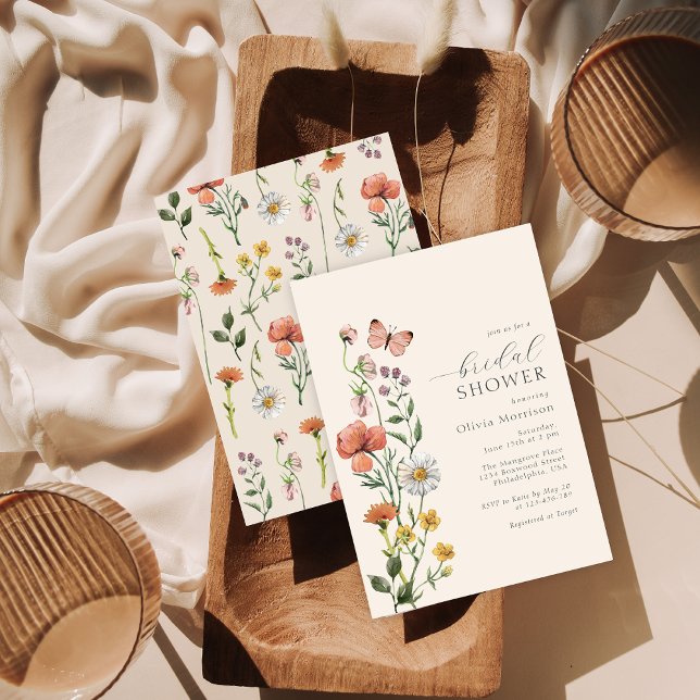 Boho Watercolor Wildflower Bridal Shower Script Invitation (Creator Uploaded)