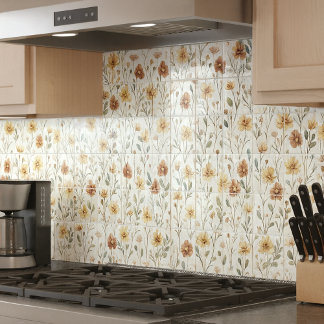 Boho Watercolor Wildflower Ceramic Tile