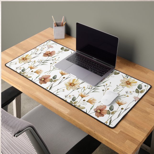 Boho Watercolor Wildflower Desk Mat (Creator Uploaded)