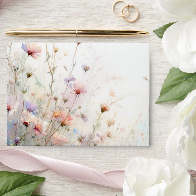 Boho Watercolor Wildflower Floral Personalise Envelope (Wedding)