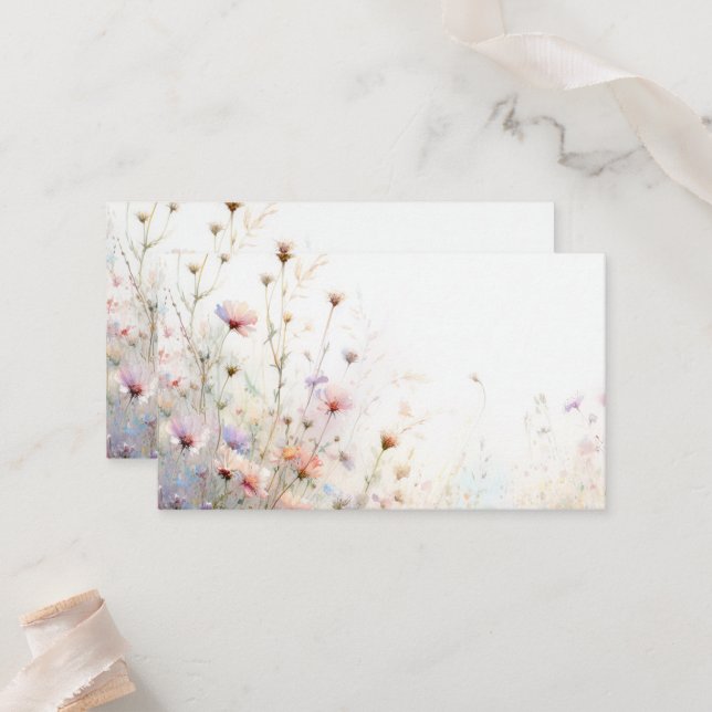 Boho Watercolor Wildflower Floral Personalise Place Card (Front/Back In Situ)