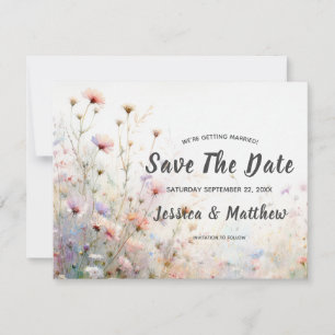 Boho Watercolor Wildflower Floral Personalise Save The Date