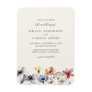 Boho Watercolor Wildflower Floral Wedding  Magnet