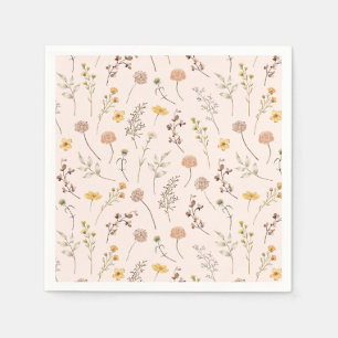 Boho Watercolor Wildflower Napkin