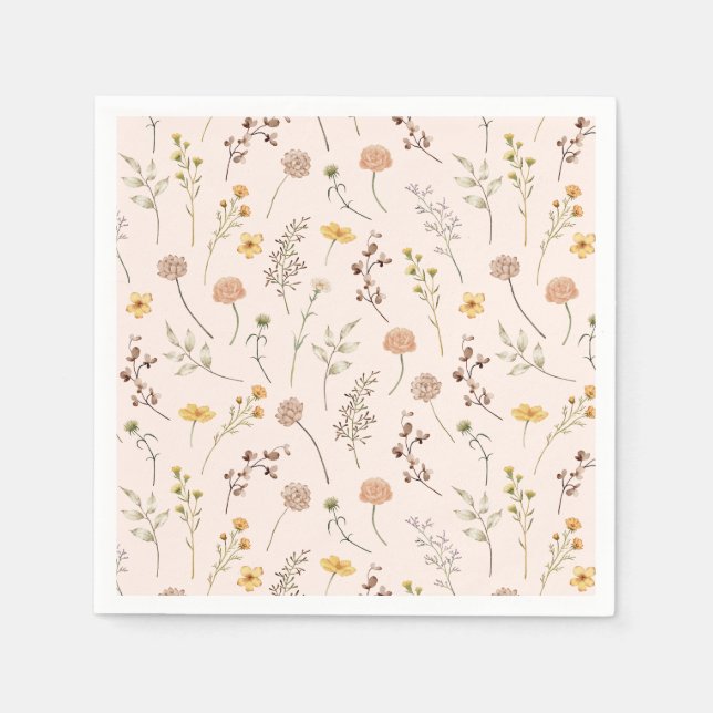 Boho Watercolor Wildflower Napkin (Front)