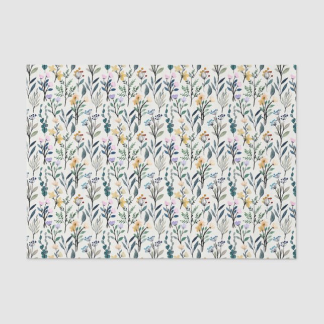 Boho Watercolor Wildflower  Tissue Paper (Front)