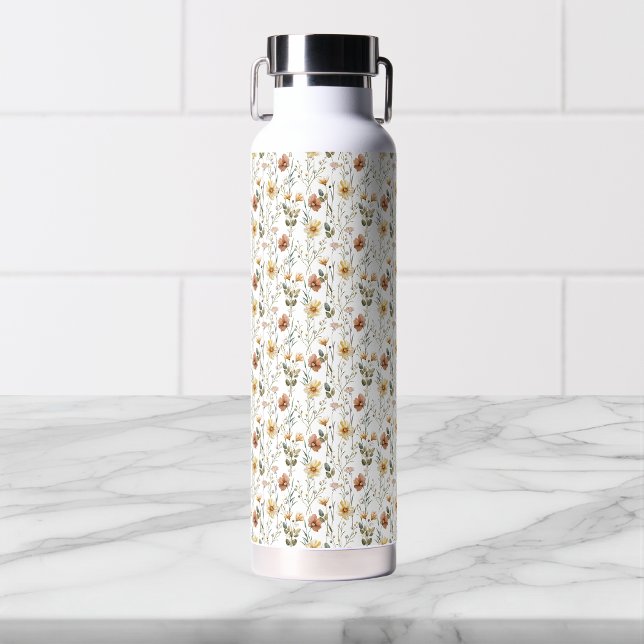 Boho Watercolor Wildflower Water Bottle (Creator Uploaded)