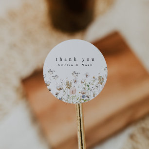 Boho Watercolor Wildflower Wedding Favour Sticker