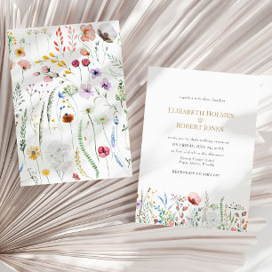 Boho Watercolor Wildflower Wedding Invitation