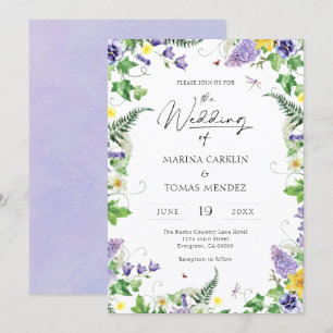 Boho Watercolor Wildflower Wedding Invitation