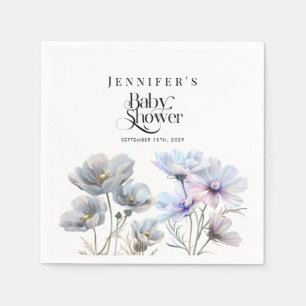 Boho Watercolor Wildflowers Baby Shower  Napkin