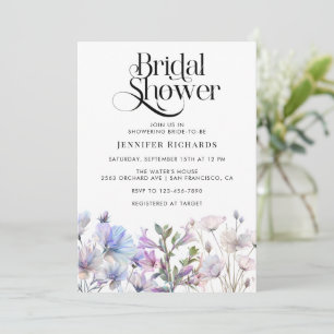 Boho Watercolor Wildflowers Bridal Shower  Invitation