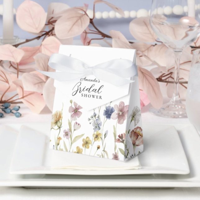 Boho Watercolor Wildflowers Floral Bridal Shower Favour Box (Creator Uploaded)