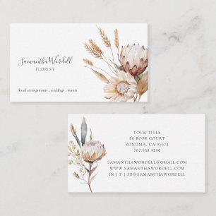 Boho Watercolor Wildflowers Florist Business Card