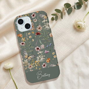 Boho Watercolor Wildflowers iPhone 15 Case