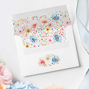 Boho Watercolor Wildflowers Pattern Elegant Modern Envelope