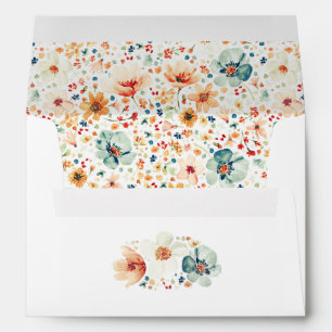 Boho Watercolor Wildflowers Pattern Elegant Modern Envelope
