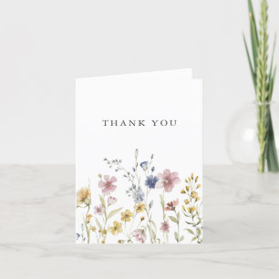 Boho Watercolor Wildflowers Thank You Card