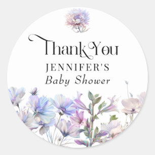 Boho Watercolor Wildflowers Thank You Favour Classic Round Sticker